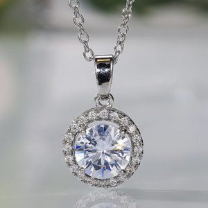 🎀 Exquisite Shiny Hollow Round CZ Dainty Pendant Necklace for Women, EVG…